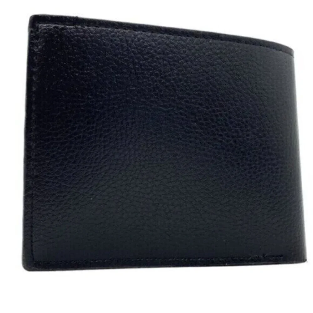 Eagle Embossed Black Faux Leather Mens Bifold Wallet